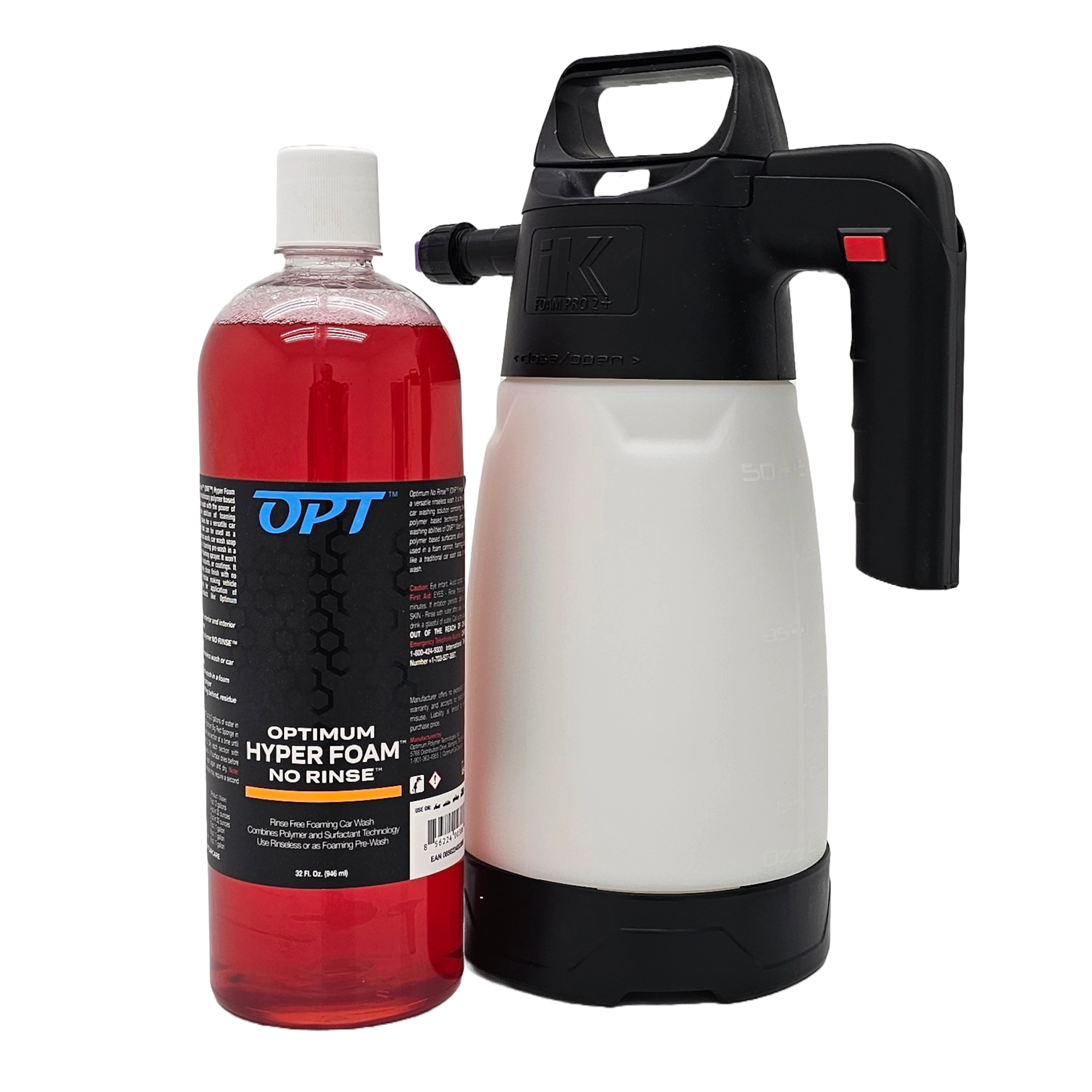 Opta Rinse Optimum No Rinse Hyper Foam Rinseless Car Wash 32 oz. & IK Foam Pro 2 ...