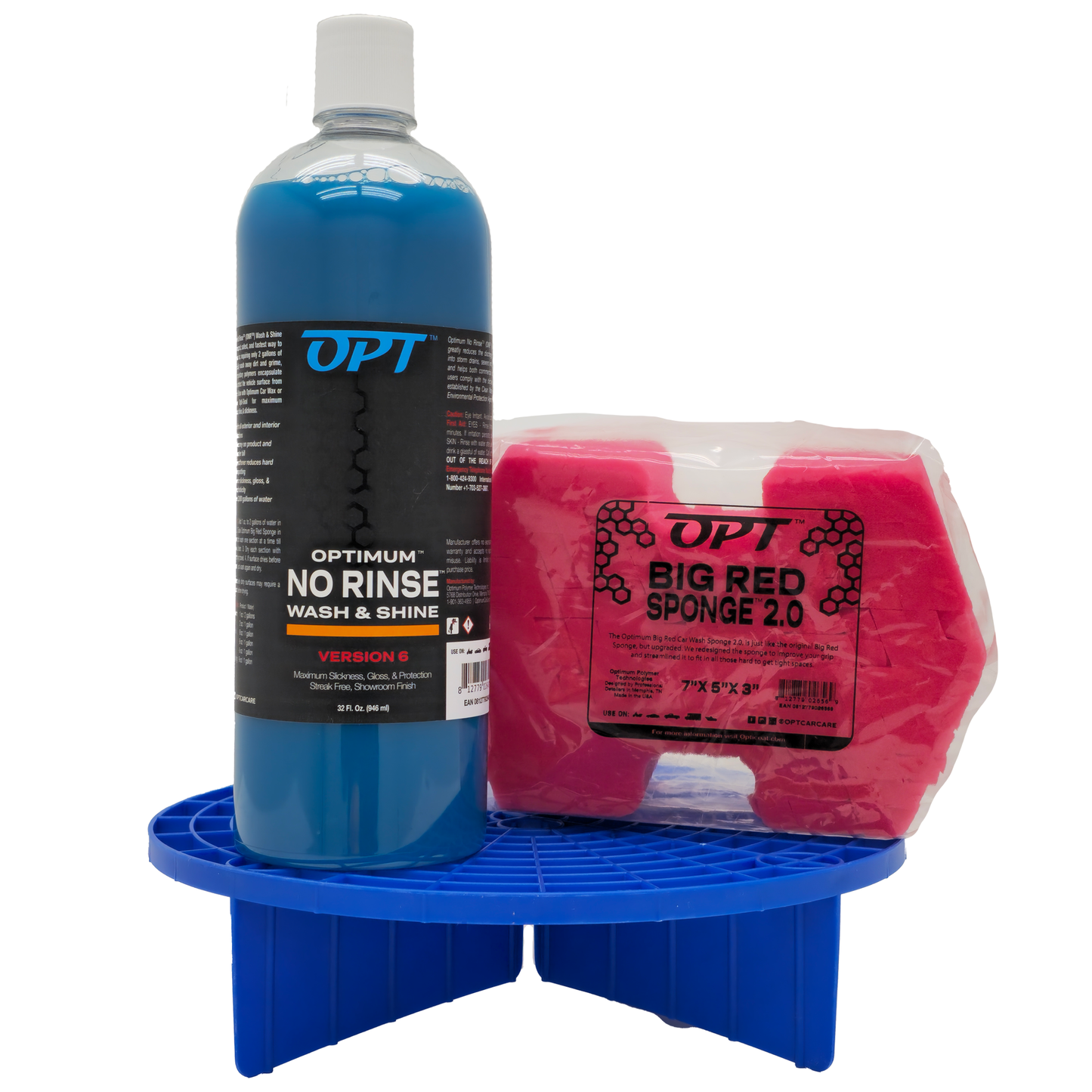 Optimum No Rinse Version 6 (32 Oz), Grit Guard Bucket Insert, and Big Red Sponge 2.0 (BRS) Car Cleaning Kit