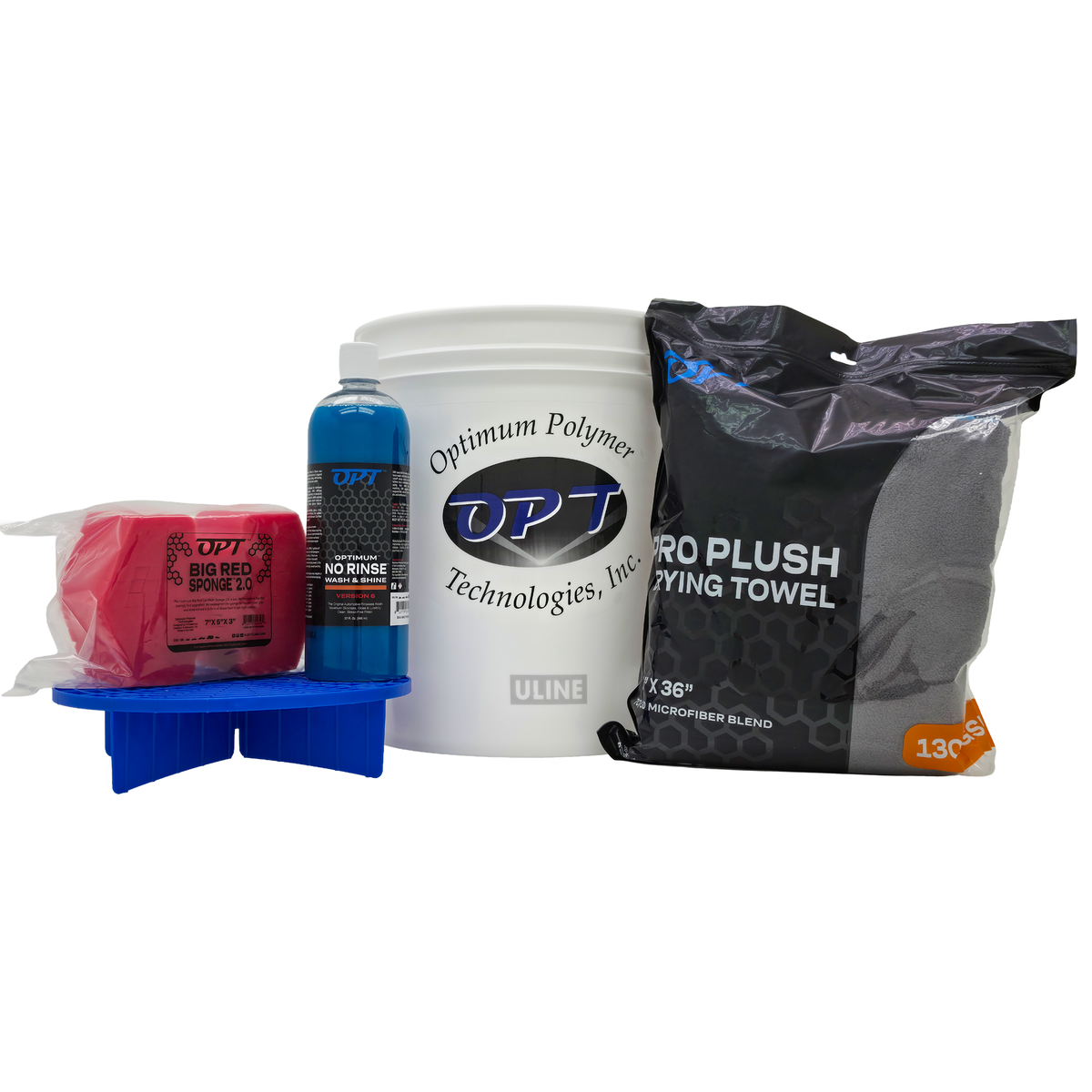 Optimum No Rinse Preferred Wash Kit – ONR 32 oz, Bucket, Grit Guard, Big Red Sponge 2.0 & Pro Plush Drying Towel