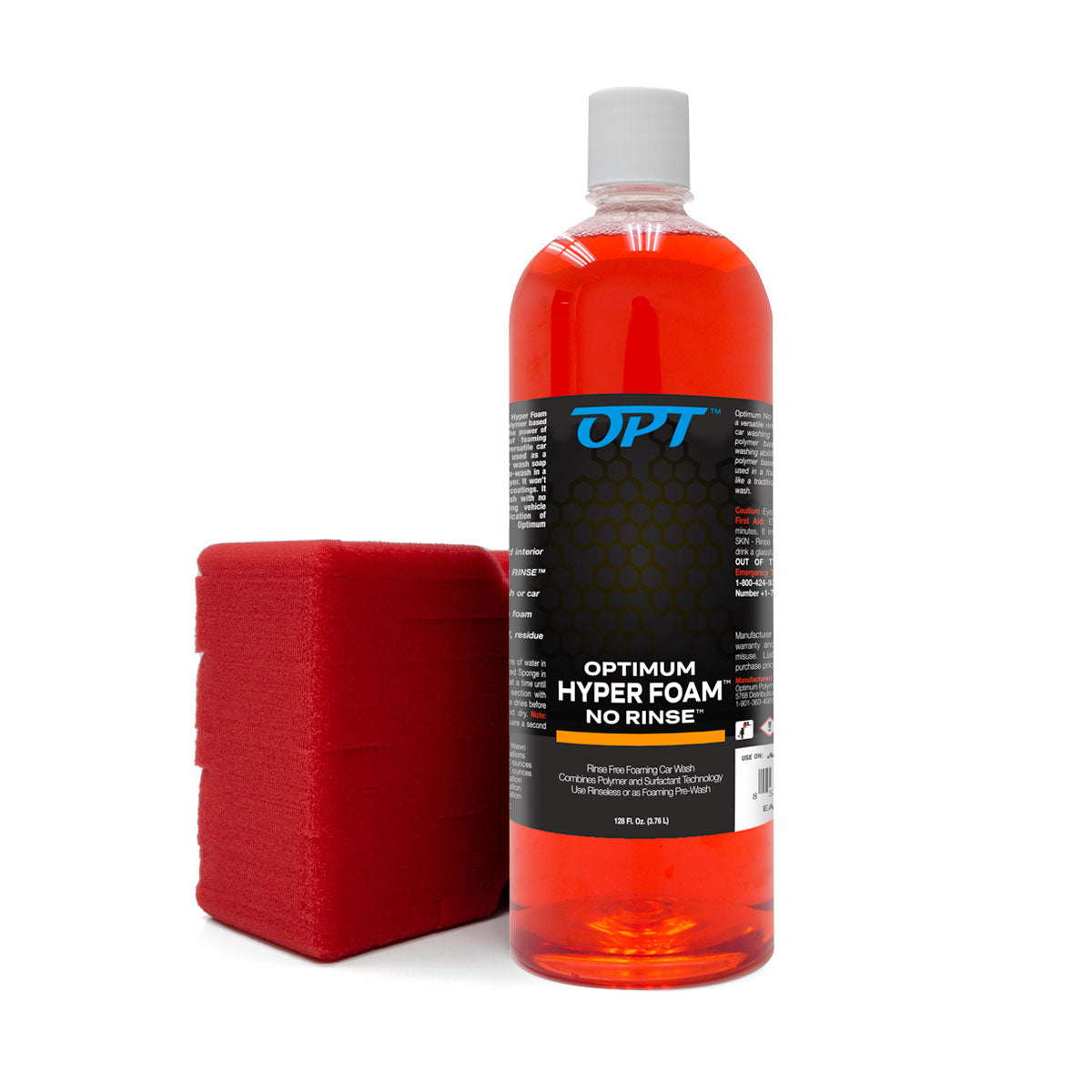 Optimum No Rinse Hyper Foam Rinseless Car Wash 32 oz. & Big Red Sponge