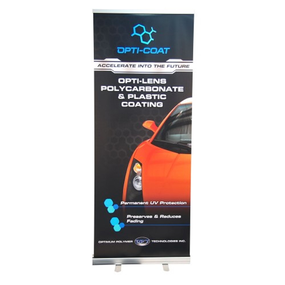 Opti-Lens Coatings Banner with stand